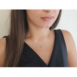Girocollo Veneta 0.7mm Punto Luce Ametista Contornato Oro Bianco - 7mm foto indossata