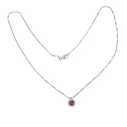 Veneta 0.7mm necklace with a white gold-set amethyst spotlight - 7mm