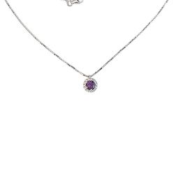 Veneta 0.7mm necklace with a white gold-set amethyst spotlight - 7mm