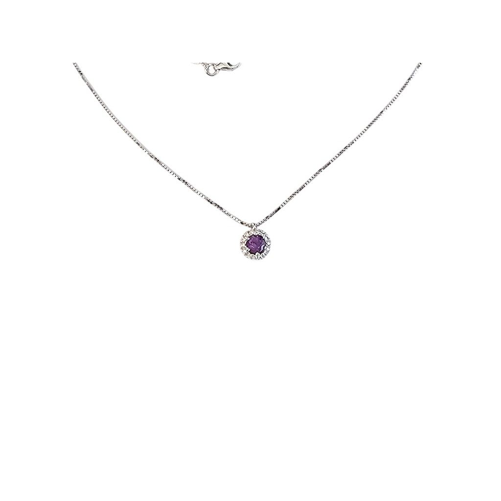 Veneta 0.7mm necklace with a white gold-set amethyst spotlight - 7mm