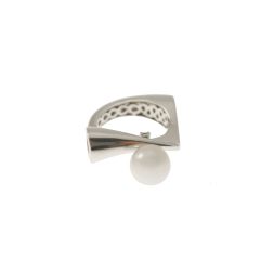 Anello Ricciolo Perla Australiana e Diamante