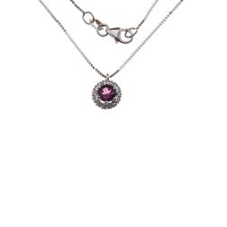 Girocollo Veneta 0.7mm Punto Luce Rodolite Contornata Oro Bianco - 7mm