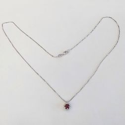 Girocollo Veneta 0.7mm Punto Luce Rodolite Contornata Oro Bianco - 7mm