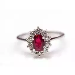 Anello Kate con Rubino 6x4mm e 10 Diamanti