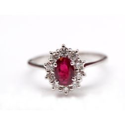 Kate ring with 6x4mm Ruby and 10 Diamonds