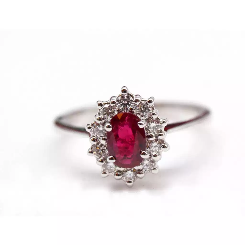 Kate ring with 6x4mm Ruby and 10 Diamonds