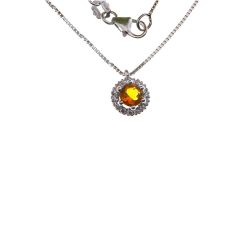 Veneta 0.7mm necklace with a Yellow Topaz accent stone set in white gold – 7mm