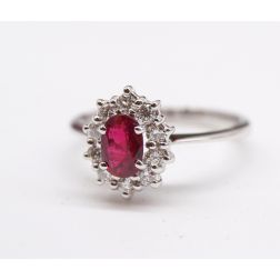 Kate ring with 6x4mm Ruby and 10 Diamonds