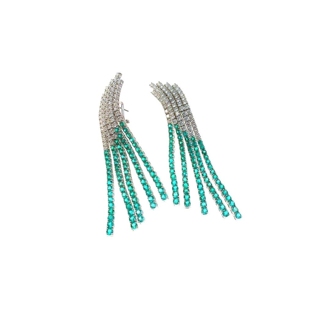 ‘Cascade of Light’ Earrings with Diamonds and Emeralds