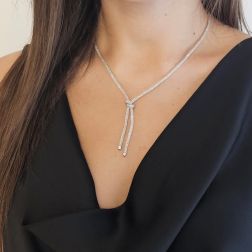 Photo of worn Lariat necklace with zircons