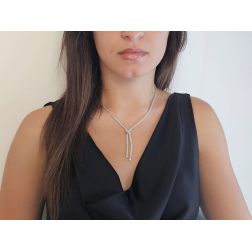 Photo of worn Lariat necklace with zircons