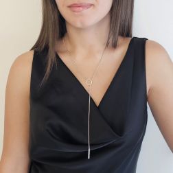 Collana Laccetto maglia Coreana senza chiusura in Oro Bianco foto indossata