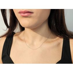 Collana 42cm Brillantata 0.50mm/0.60mm in Oro Bianco 18kt foto indossata