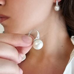 Orecchini Monachella Perla 12mm e Diamanti
