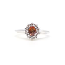 Kate Mandarin Sapphire Ring 5x4mm and 10 Diamonds