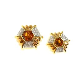 Vintage sunburst clip-on earrings in 18k Yellow Gold