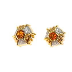 Orecchini a clip vintage a raggiera in Oro Giallo 18k
