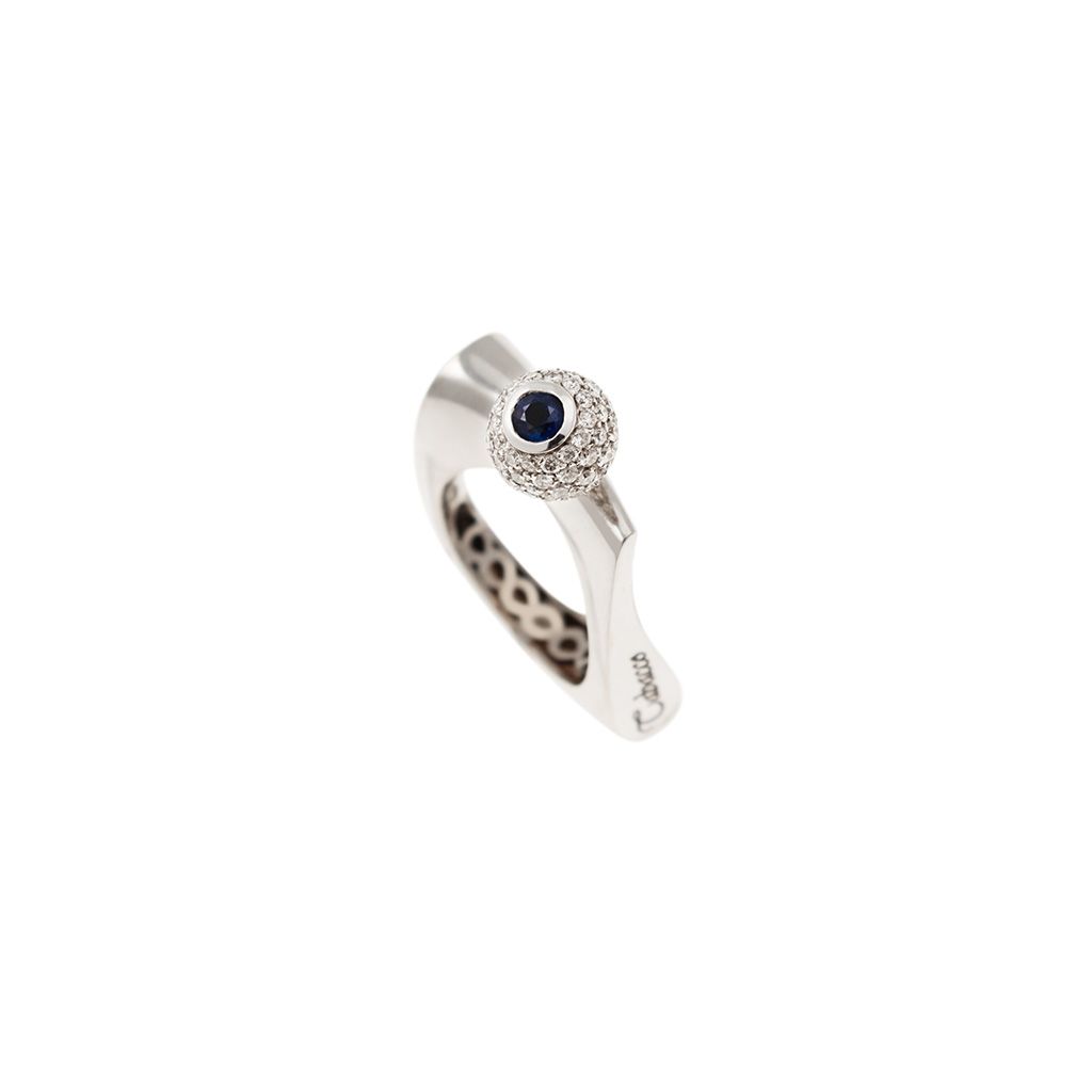 Anello Ricciolo Zaffiro Blu e Diamanti
