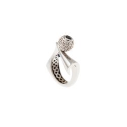 Blue Sapphire and Diamond Curl Ring