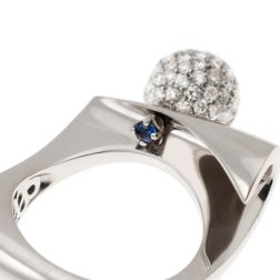 Blue Sapphire and Diamond Curl Ring