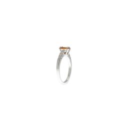 Oval Yellow Topaz Solitaire Ring with 8 Diamonds in White Gold