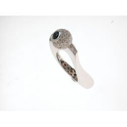 Anello Ricciolo Zaffiro Blu e Diamanti