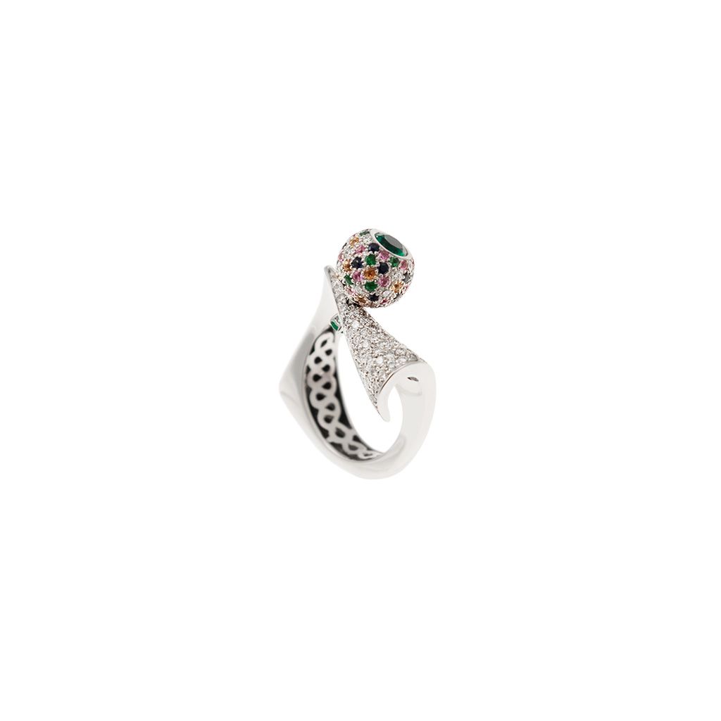 Anello Ricciolo Smeraldi, Zaffiri e Diamanti
