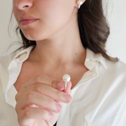 Photo of worn Earrings with 11–11.50 mm Australian Pearls and Diamonds