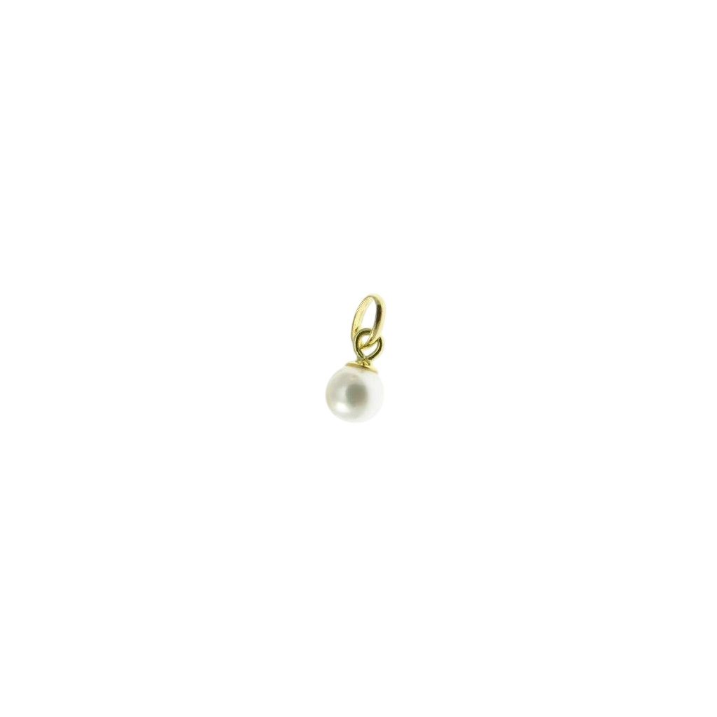 Ciondolo Perla FreshWater Bianca 5.50mm/6mmin oro giallo
