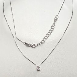 Simple Light Point Solitaire with Adjustable Venetian Chain Necklace 0.18ct