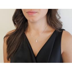 Photo of worn Scalar Trilogy Necklace in White Gold 4.4mm - 3mm