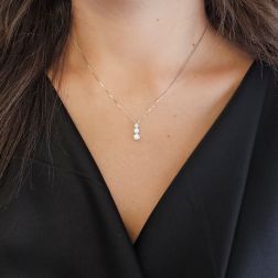 Photo of worn Scalar Trilogy Necklace in White Gold 4.4mm - 3mm