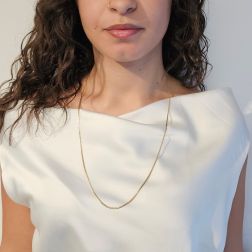 photo of worn S-shaped link chain necklace, 64cm x 2mm