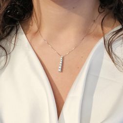 Girocollo Veneta regolabile con ciondolo Tennis Scalare certificato GIA 0.24ct - foto indossata