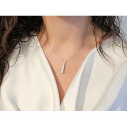 photo of worn Adjustable Venetian necklace with a GIA-certified 0.24ct Tennis Scalare pendant