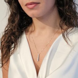 photo of worn Adjustable Venetian necklace with a GIA-certified 0.24ct Tennis Scalare pendant