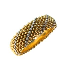 Two-tone bubbles rigid bracelet with diamonds