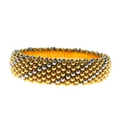 Two-tone bubbles rigid bracelet with diamonds