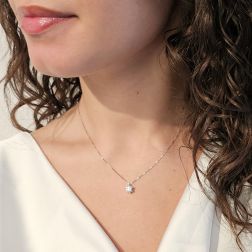 Photo of worn Diamond Sun Light-Point Necklace
