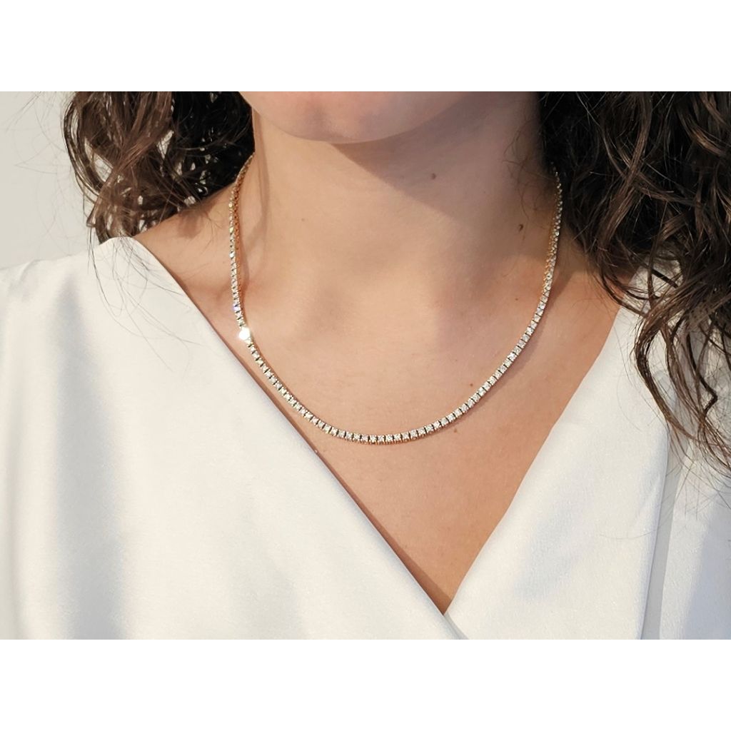 Collana Tennis Diamanti Oro Rosa