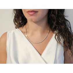 photo of worn, Tennis Diamonds Necklace Rose Gold.