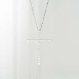 Collana doppio filo con Croce Diamanti - 3.90cm x 27mm