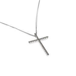 Double-strand necklace with diamond cross – 3.90 cm x 27 mm
