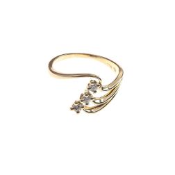 3-row Yellow Gold and diamonds trilogy ring