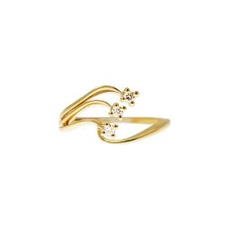 3-row Yellow Gold and diamonds trilogy ring
