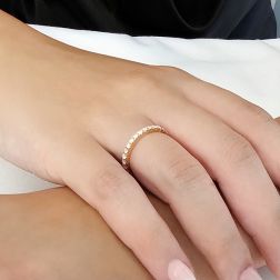 Photo of worn Veretta Eternity 2mm Diamond Ring in Rose Gold