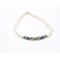 Bracciale di perle con oro e smalti