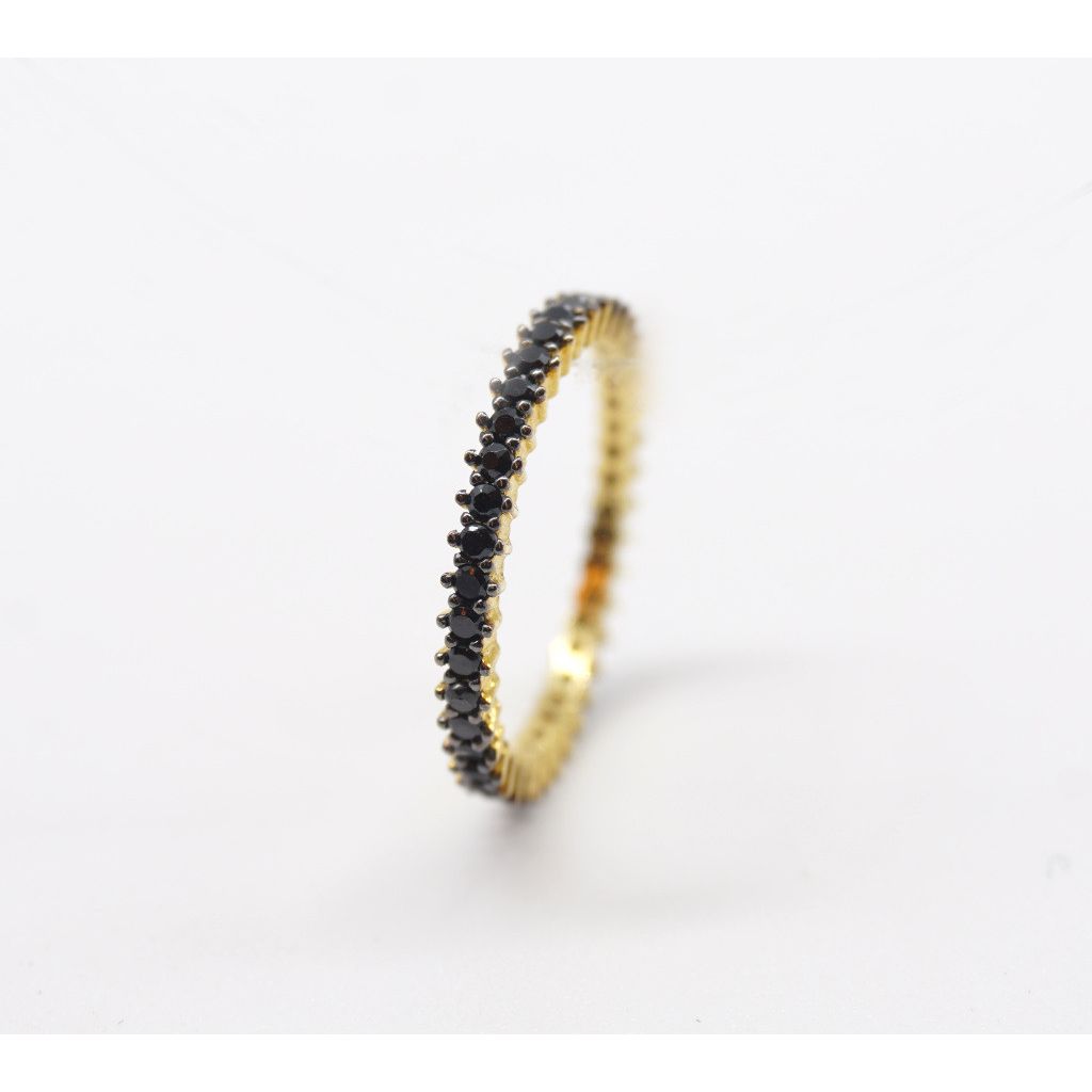 Eternity with black zircons and burnishing