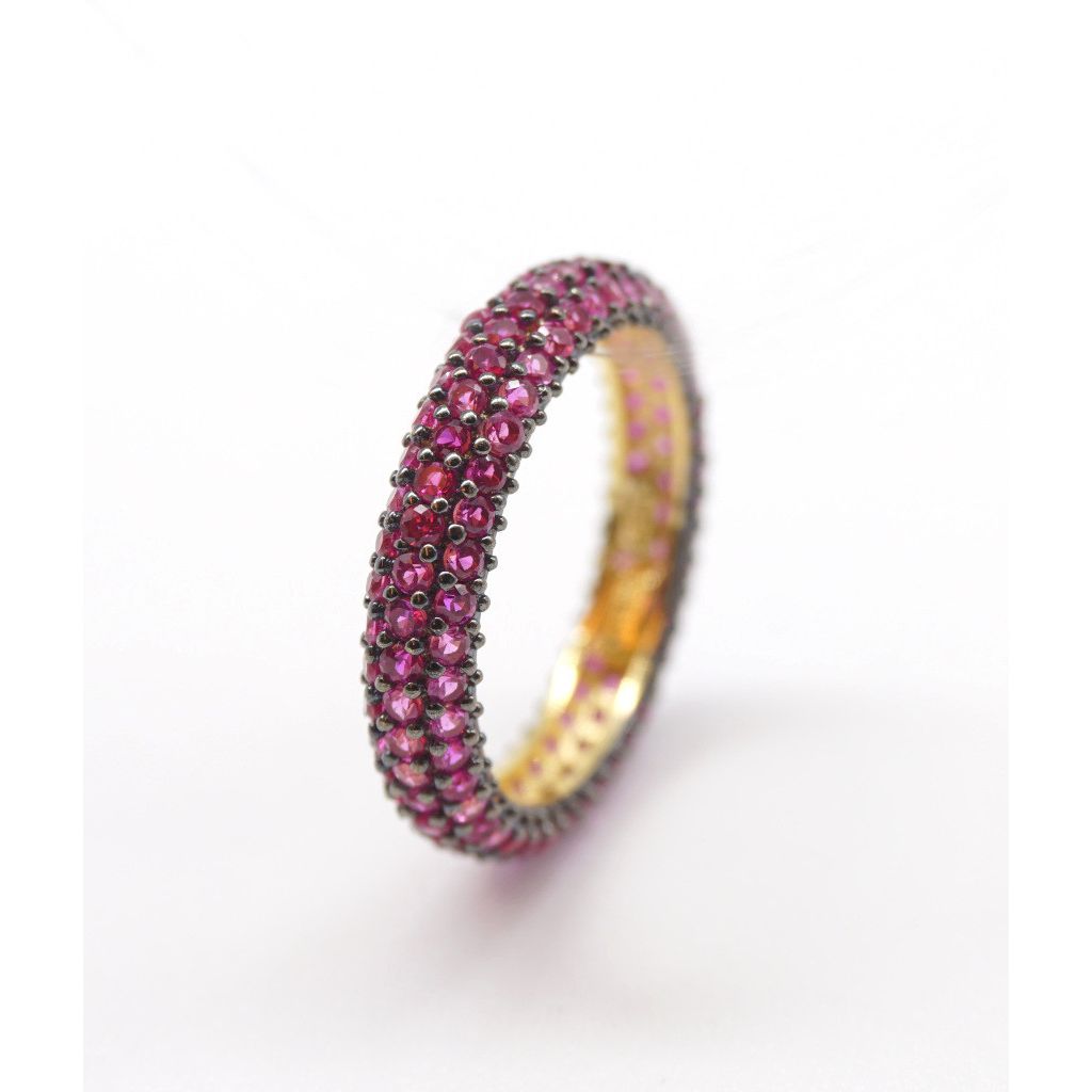 Veretta con zirconi fucsia e brunitura