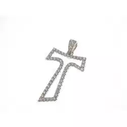 Croce Tau forata con zirconi oro bianco